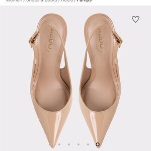 Aldo Nude Patent Pointed-Toe Slingback Heels